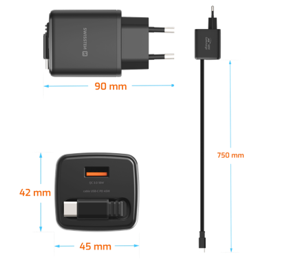 Nabíječka Swissten GaN 45W USB-A černá, černá