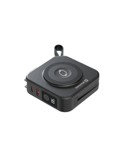 Powerbanka Swissten All-in-one Pro s výměnnými vidlicemi (USA,EU,UK) 10 000 mAh 20W, černá