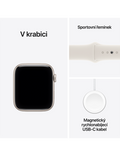Apple Watch SE 3 GPS + Cellular 44mm hvězdné bílé hliníkové pouzdro s hvězdně bílým sportovním řemínkem S/M, hvězdně bílá