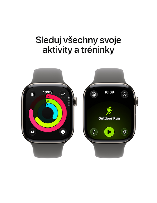 Apple Watch Series 11 GPS + Cellular 46mm přírodně titanové pouzdro se skálově šedým sportovním řemínkem S/M, přírodní titan