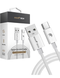 RhinoTech kabel Nylon Braided USB-A na USB-C 27W, 1m, bílá