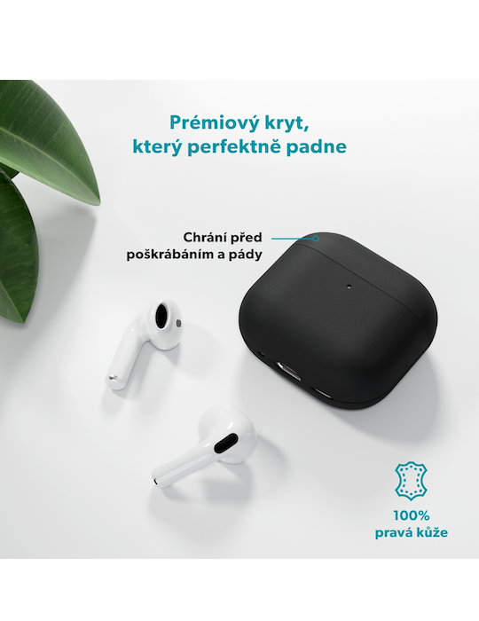 Pouzdro kožené pro AirPods 4/4 s ANC, černá