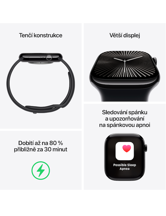 Apple Watch Series 10 GPS + Cellular 46mm stříbrné hliníkové pouzdro, stříbrná - denim sportovní řemínek M/L