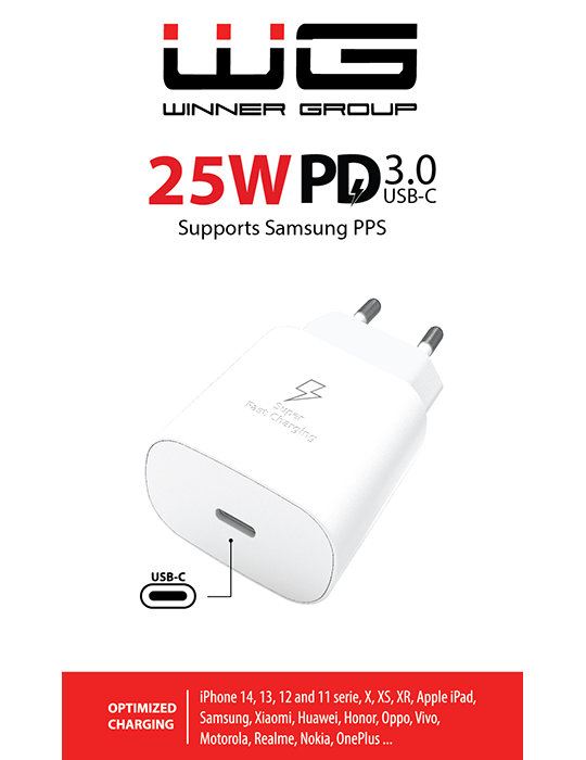 Nabíječka WG USB-C 25W Power Delivery, bílá