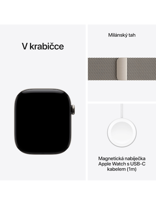 Apple Watch Series 12 GPS + Cellular 42mm, Titan přírodní/přírodní milánský