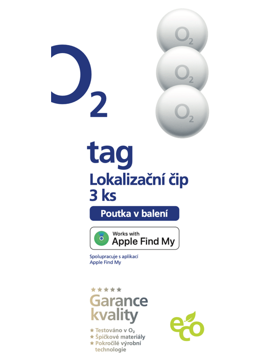 Lokalizační čip O2 tag pro Apple 3ks, bílá