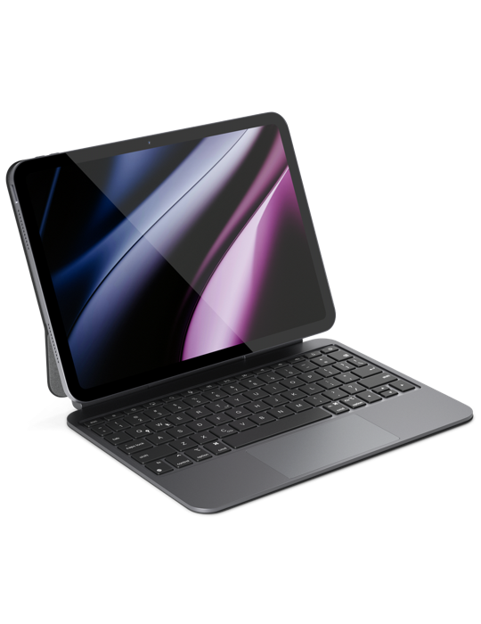Tenká hliníková klávesnice s pouzdrem EK40 pro Apple iPad 10,9" (2022)/11", černá