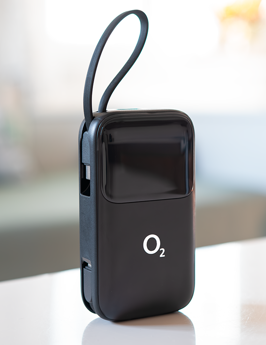 O2 powerbanka 10 000 mAh 20W PD 3.0/QC, černá