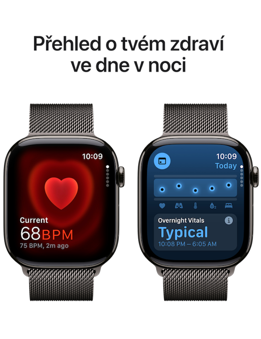 Apple Watch Series 10 GPS + Cellular 46mm břidlicově šedé titanové pouzdro s břidlicově šedým Milánským tahem M/L, břidlicově šedá - Milánský tah M/L