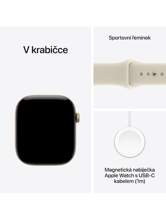 Apple Watch Series 12 GPS + Cellular 42mm, Hliník světle zlatý/pískový sport M/L