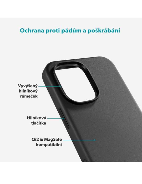 Kryt Epico Leather Pro Mag+ iPhone 17 Qi2 & Magsafe kompatibilní, černá