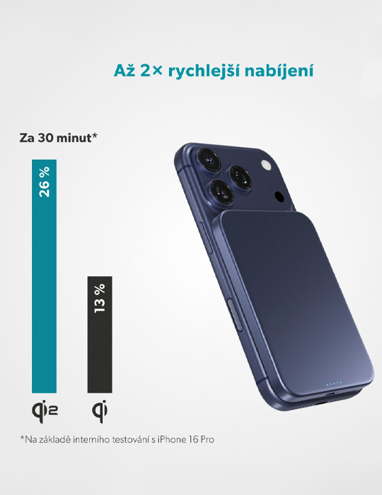 Hliníková bezdrátová powerbanka Slim Qi2 5000mAh Mag+ EM51, modrá