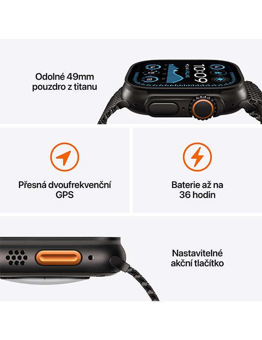 Apple Watch Ultra 2 GPS + Cellular 49mm přírodně titanové pouzdro s přírodně titanovým Milánským tahem M, přírodní titan - Milánský tah M