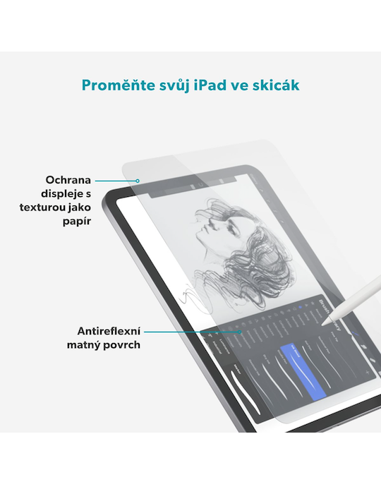 Epico ochranné sklo Paper Texture pro iPad Air 11” (M2-M4) s aplikátorem proti prachu, čirá