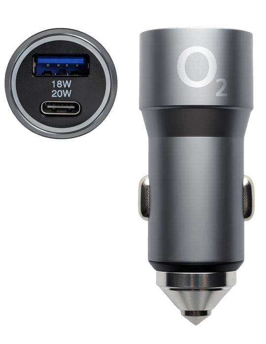 O2 nabíječka do auta 38W USB-C + USB-A, černá