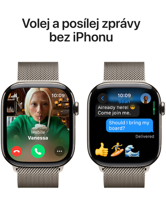 Apple Watch Series 10 GPS + Cellular 42mm přírodně titanové pouzdro, přírodní titan - Milánský tah