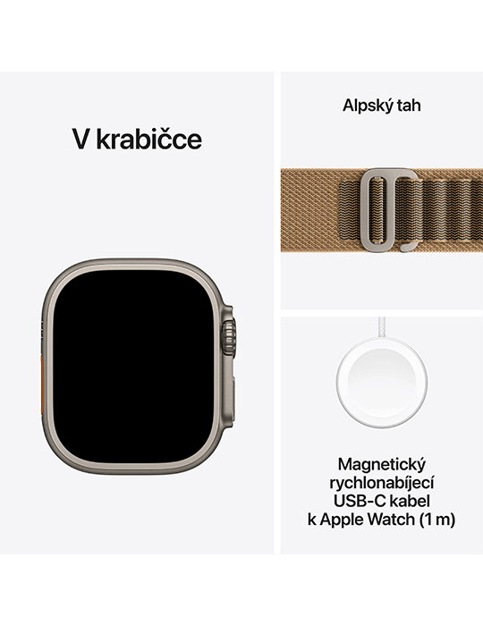 Apple Watch Ultra 4 GPS + Cellular 49mm, Titan přírodní/poušt. oranž. alpský S