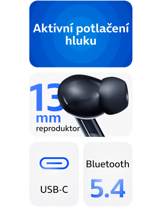 Bezdrátová sluchátka O2 pods+ ANC 2025, bílá