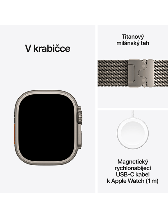 Apple Watch Ultra 4 GPS + Cellular 49mm, Titan přírodní/přírodní tit. milánský L
