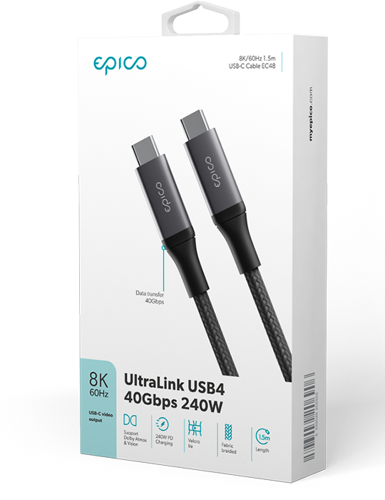 Kabel UltraLink 240W 1.5m USB-C, černá
