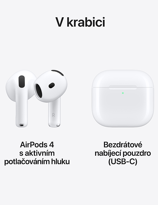 Sluchátka Apple AirPods 4 s ANC, bílá