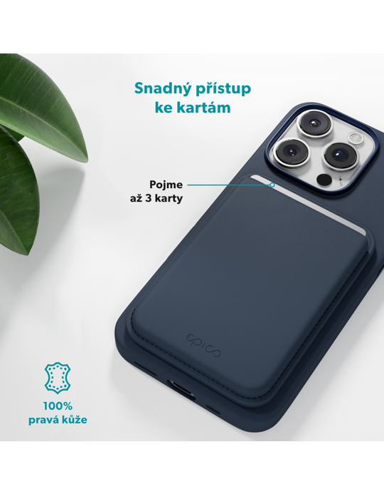 Peněženka Epico Mag+ Leather Wallet, modrá
