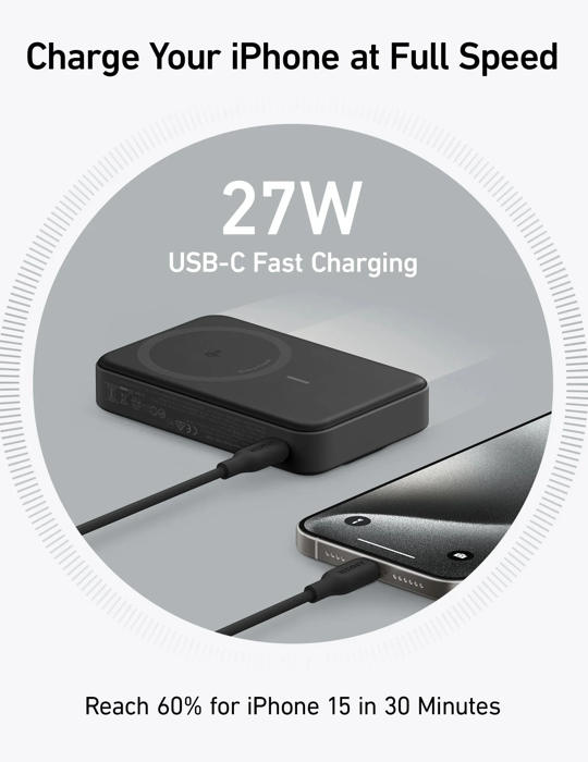 Bezdrátová powerbanka Anker MagGo 10000mAh, 27W, černá