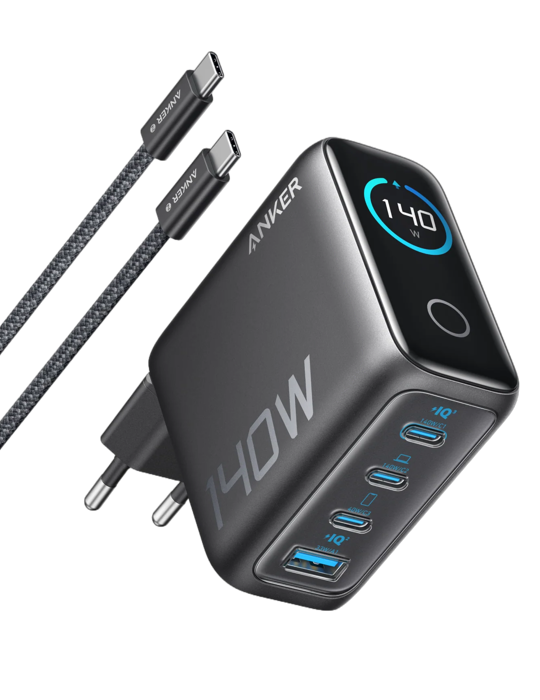 Nabíječka do sítě Anker 140W, 3xUSB-C, 1xUSB, šedá