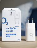 O2 nabíječka 65W 2× USB-C + USB-A, bílá