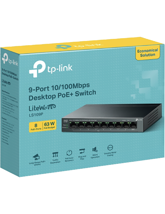 Switch TL-LS109P 1xLAN + 8xLAN s PoE, černá