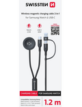 Magnetický kabel Swissten 2v1 pro Samsung Galaxy Watch USB-A/USB-C, černá