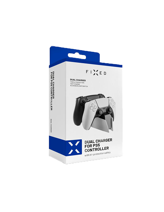 Nabíječka Fixed pro 2 ovladače PS5 DS, bílá