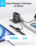 Nabíječka do sítě Anker 140W, 3xUSB-C, 1xUSB, šedá