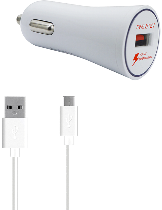 Autonabíječka WG QC3.0 USB-A+USB-C, bílá