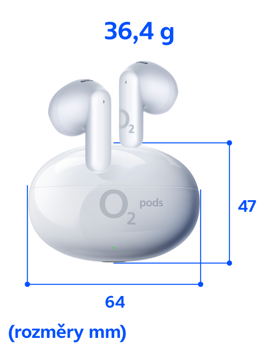 Sluchátka O2 pods, bílá