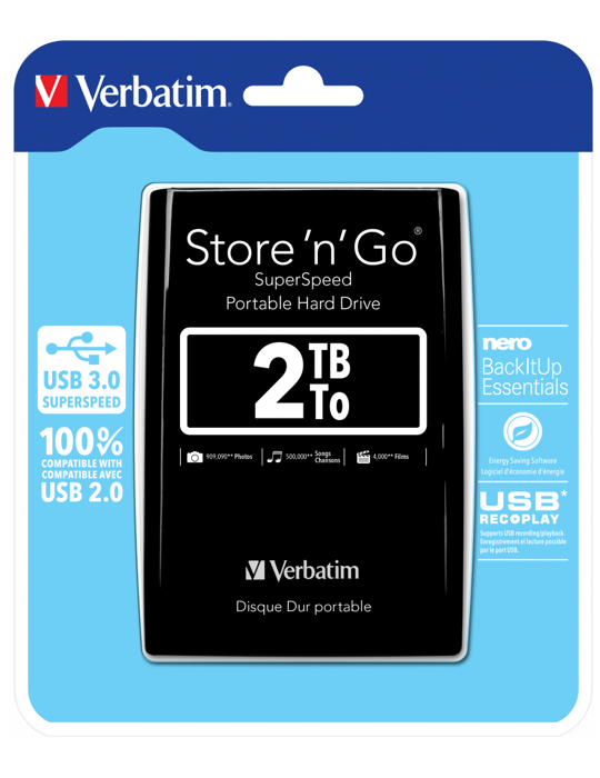 VERBATIM Store n Go 2,5" HDD 2TB USB 3.0, černá