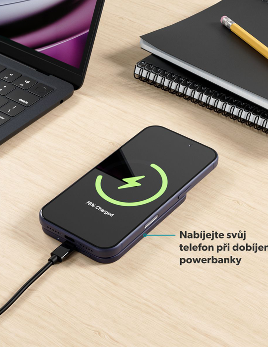 Hliníková bezdrátová powerbanka Slim Qi2 5000mAh Mag+ EM51, modrá