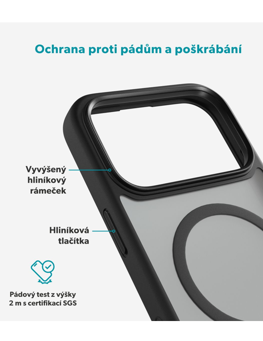 Kryt Epico Hero Matte Pro Mag+ iPhone 17 Pro Qi2 & Magsafe kompatibilní, černá