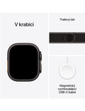 Apple Watch Ultra 3 GPS + Cellular 49mm černě titanové pouzdro s černě uhlovým Trailovým tahem S/M, černý titan
