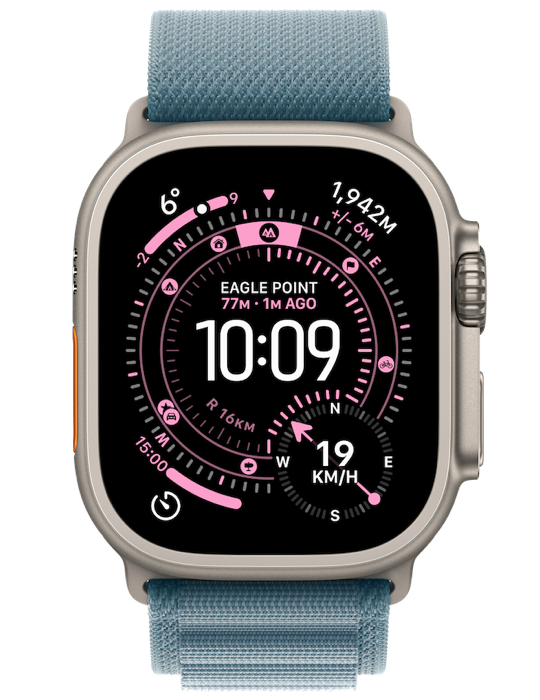 Apple Watch Ultra 3 GPS + Cellular 49mm přírodně titanové pouzdro se světle modrým Alpským tahem S, přírodní titan