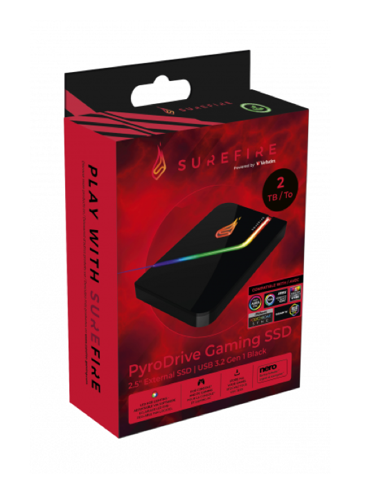 VERBATIM SUREFIRE Gaming SSD USB 3.2 Gen 1, 2TB, černá