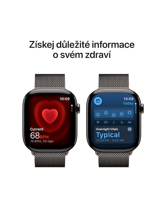 Apple Watch Series 11 GPS + Cellular 46mm břidlicově šedé titanové pouzdro s břidlicově šedým Milánským tahem S/M, šedý titan