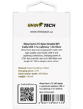 RhinoTech kabel Nylon Braided MFi USB-C na Lightning 1,2m, stříbrná