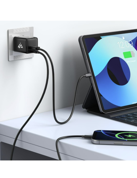 Kompaktní iPEAX GaN nabíječka 20W s USB-C PD/PPS a USB-A, černá